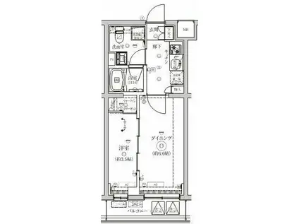 ベルシード野毛山公園(1DK/2階)の間取り写真