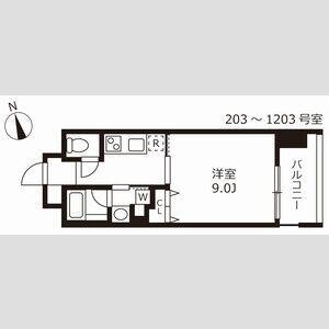 花の木ライズ(1K/9階)の間取り写真