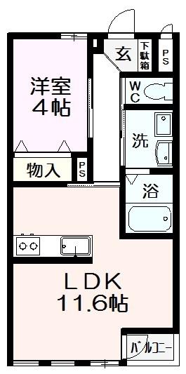 GARDEN 浜(1LDK/2階)の間取り写真