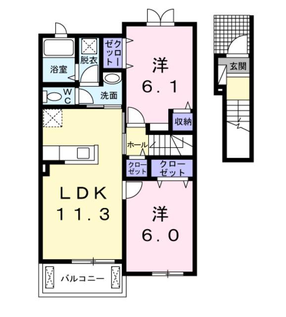 ベルサニーガーデン(2LDK/2階)の間取り写真