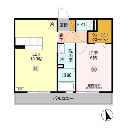スカイフォレスト(1LDK/2階)の間取り写真