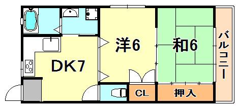 ハイツイースト須磨(2DK/2階)の間取り写真