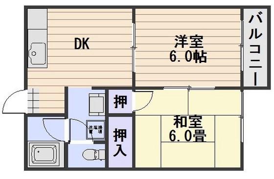 ヴィラ高島(2DK/1階)の間取り写真