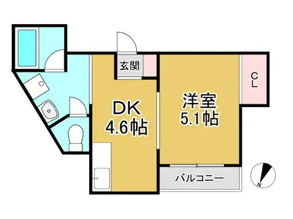 ドマーニ桜ノ宮(1DK/5階)の間取り写真