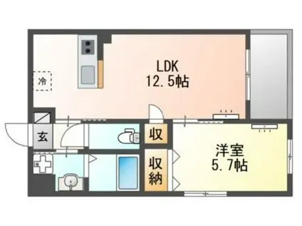 立川市一番町4丁目マンション(1LDK/1階)の間取り写真