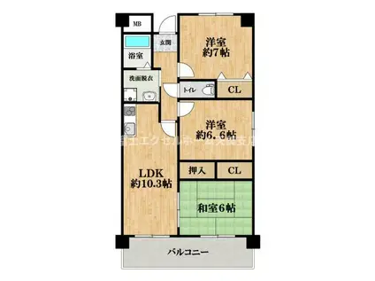 ウエストインヒルズ(3DK/4階)の間取り写真