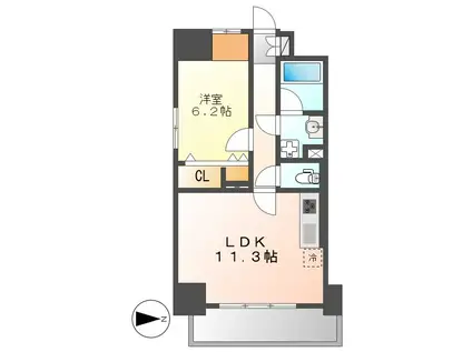 モンテーニュ名駅(1LDK/12階)の間取り写真
