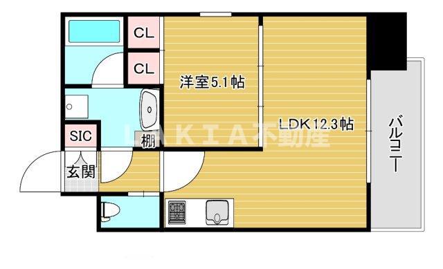 プレジオ阿波座(1LDK/6階)の間取り写真