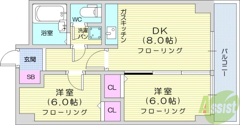 第三ショーケービル(2LDK/3階)の間取り写真