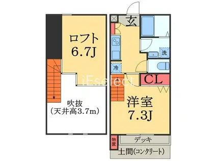 AQUE 1(1K/1階)の間取り写真