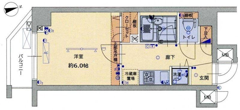 ブライズ大森DUE(1K/5階)の間取り写真