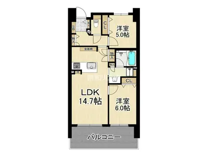 オーヴィジョン三芳(2LDK/8階)の間取り写真