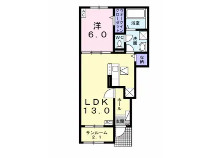 名鉄竹鼻線 柳津駅(岐阜) 徒歩28分 2階建 築4年(1LDK/1階)の間取り写真