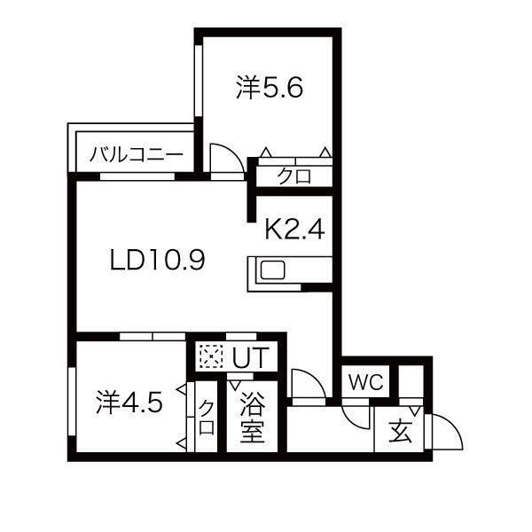 ブランシャール北3条通(2LDK/4階)の間取り写真
