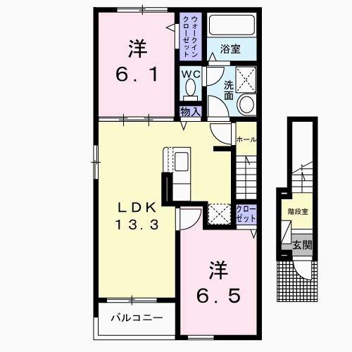 グラン ビレッジ ウー IV(2LDK/2階)の間取り写真