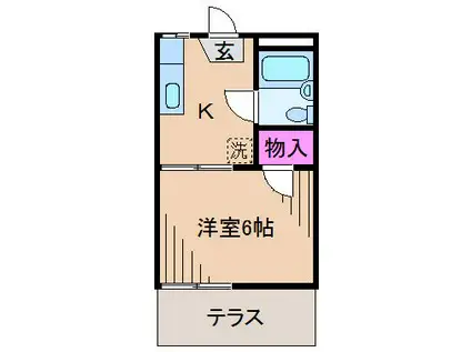 ベルハイツ(1K/1階)の間取り写真