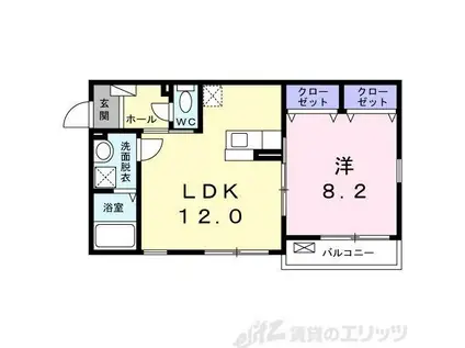 ウエストパイン(1LDK/2階)の間取り写真