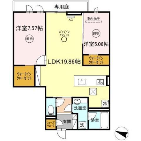ラ・カーサ・フェリーチェ(2LDK/3階)の間取り写真
