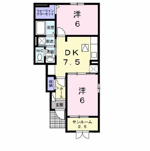 セレノ ディモーラ I(2DK/1階)の間取り写真