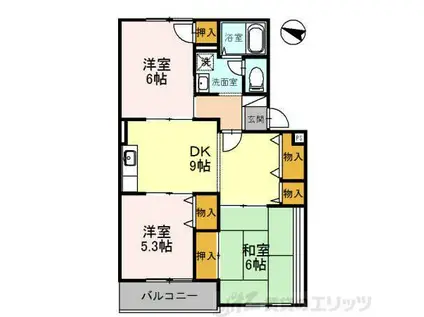 第2パールハイツ(3DK/1階)の間取り写真