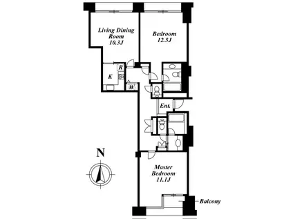 品川プリンスレジデンス(2LDK/4階)の間取り写真