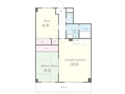 パークサイドシャトー(2LDK/6階)の間取り写真