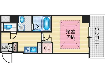 サンロワール江坂リュッセ(1K/9階)の間取り写真