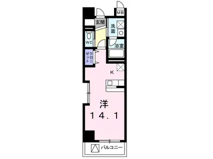 ボヌールドゥ(1K/6階)の間取り写真