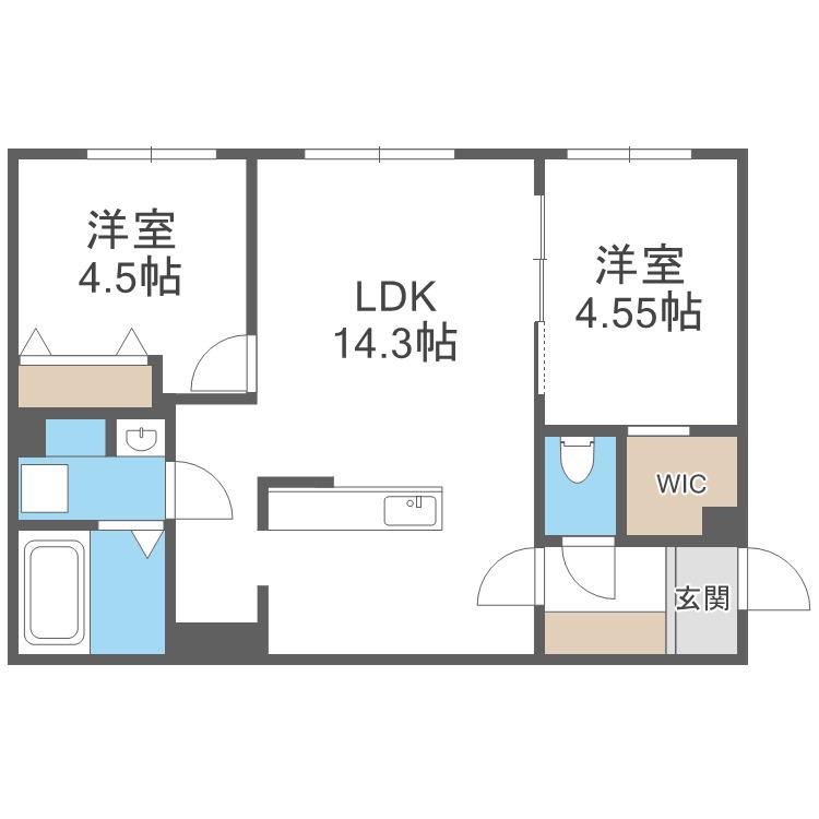 アーバス南円山(2LDK/3階)の間取り写真
