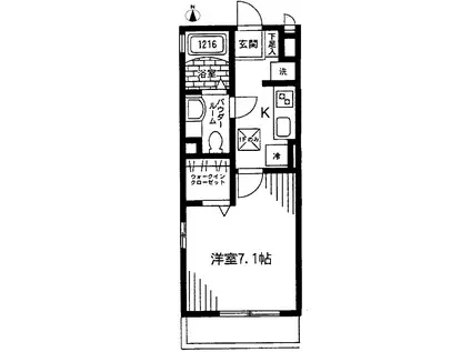 コンフォール横浜I(1K/1階)の間取り写真