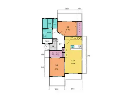 フレンドヒルズ(2LDK/1階)の間取り写真