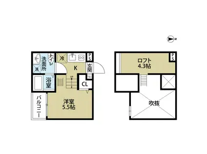 CITY CUBE(1K/2階)の間取り写真