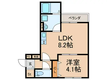 西鉄天神大牟田線 西鉄久留米駅 徒歩6分 3階建 築3年(1LDK/3階)の間取り写真