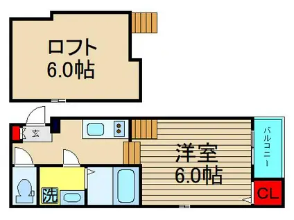 ハーモニーテラス浜口西(1SK/1階)の間取り写真