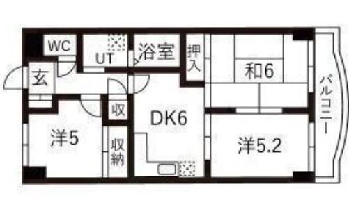 本町ハウス(3DK/4階)の間取り写真