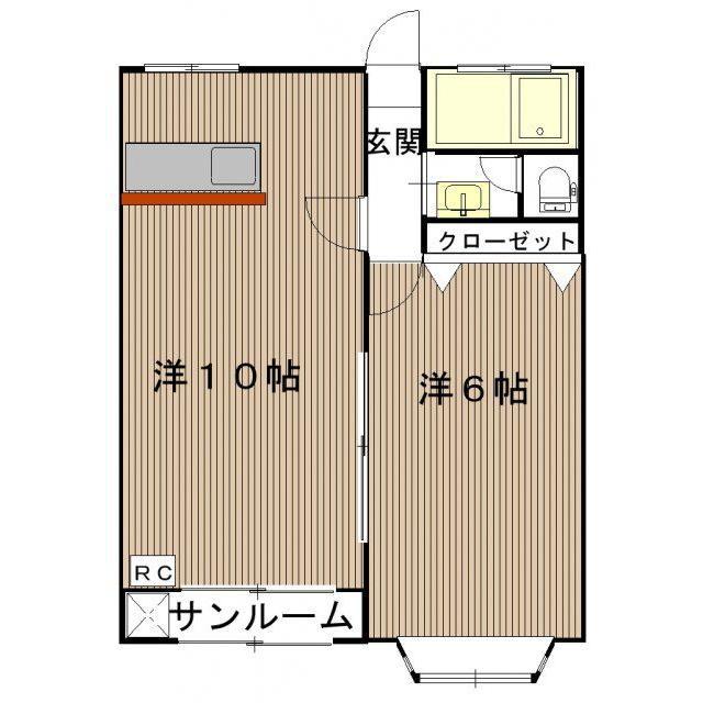 メープルタウン(1LDK/1階)の間取り写真