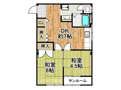 玉城マンション(2DK/2階)の間取り写真