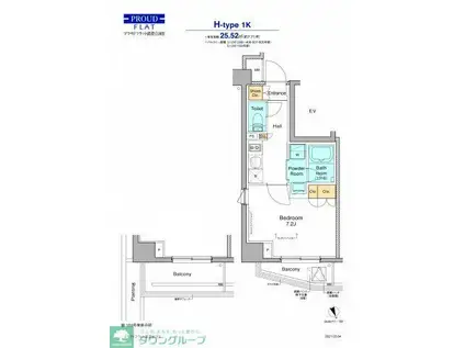 プラウドフラット清澄白河II(1K/1階)の間取り写真