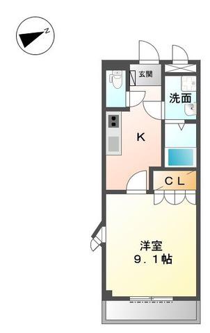 フォレストハウス(1K/1階)の間取り写真