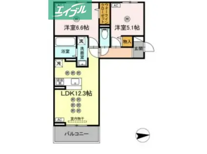 トリシア上中野(2LDK/2階)の間取り写真