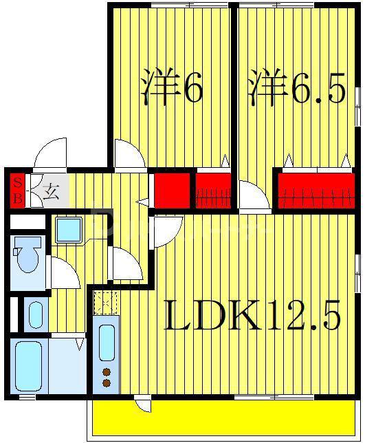 CASA KURA(2LDK/2階)の間取り写真