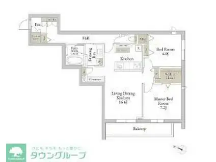 桜橋グランデ(2LDK/1階)の間取り写真