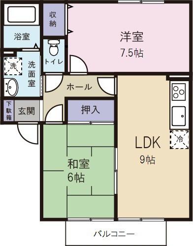 ゼファー B(2LDK/2階)の間取り写真