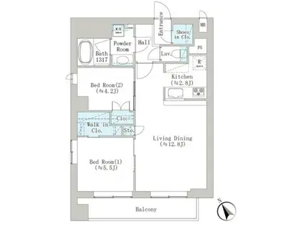 BREEZE横浜公園(2LDK/4階)の間取り写真