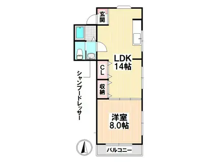 メゾン菊住(1LDK/3階)の間取り写真