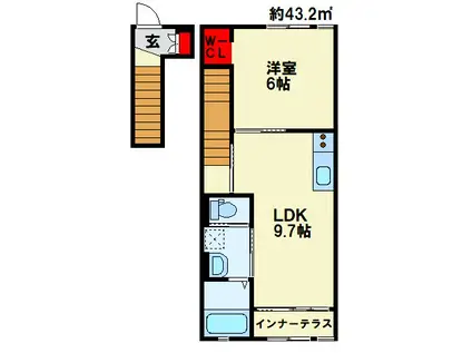 CHAT NOIR M.M(1LDK/2階)の間取り写真