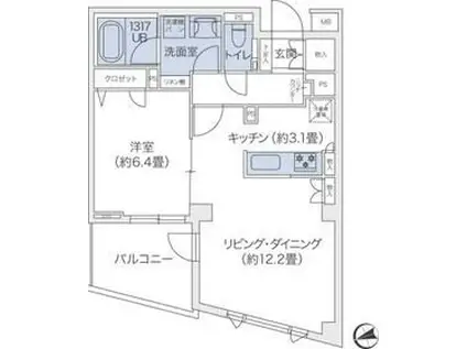 代官山BLESS鉢山(1LDK/2階)の間取り写真