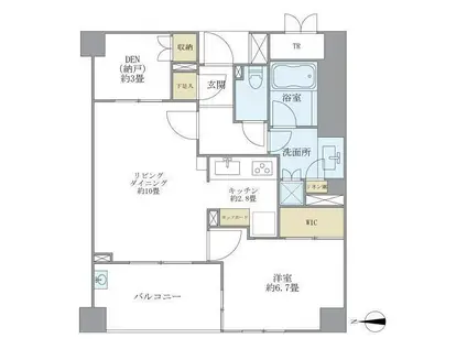 パークコート高輪ヒルトップレジデンス(1SLDK/2階)の間取り写真