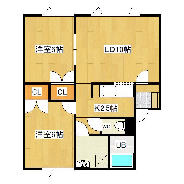 グレイス小泉II(2LDK/1階)の間取り写真