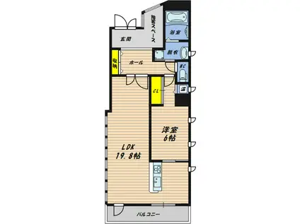 グランディール都島(1LDK/2階)の間取り写真